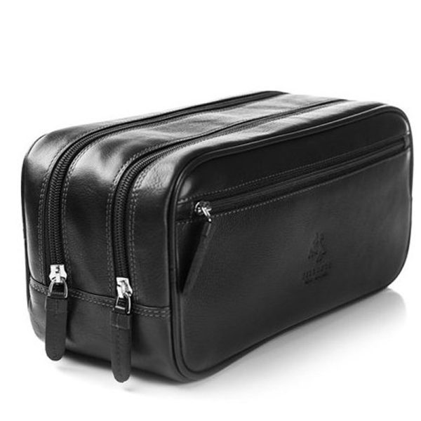 Black Leather travel shaving and make-up bags LP-2328