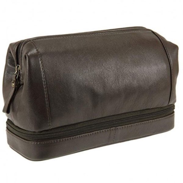 Leather travel shaving and make-up bags SL-14806