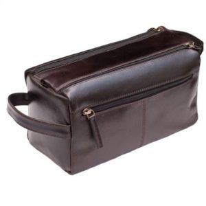 Leather travel shaving and make-up bags SL-14808