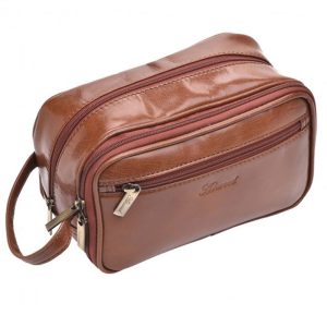 Leather travel shaving and make-up bags SL-14810