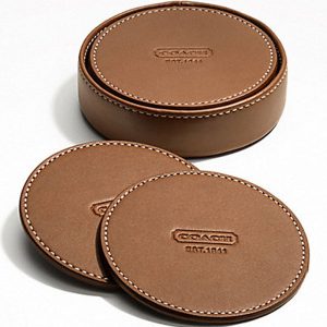 Round Leather drink coasters LP-1805