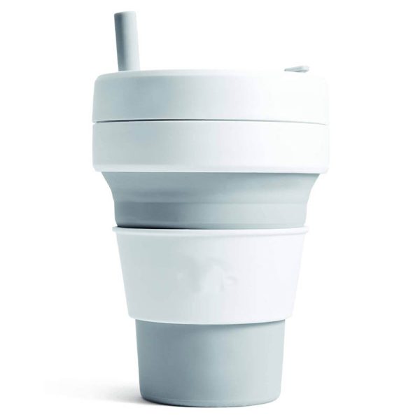 2 Biggie 16oz Grey and White Biggie Custom Promotional Collapsible Cup