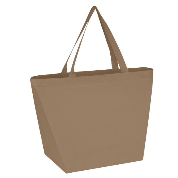 Tan non-woven reusable recyclable shopper tote bag
