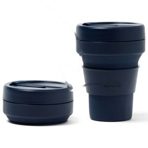 Denim Blue silicone collapsible reusable travel cup