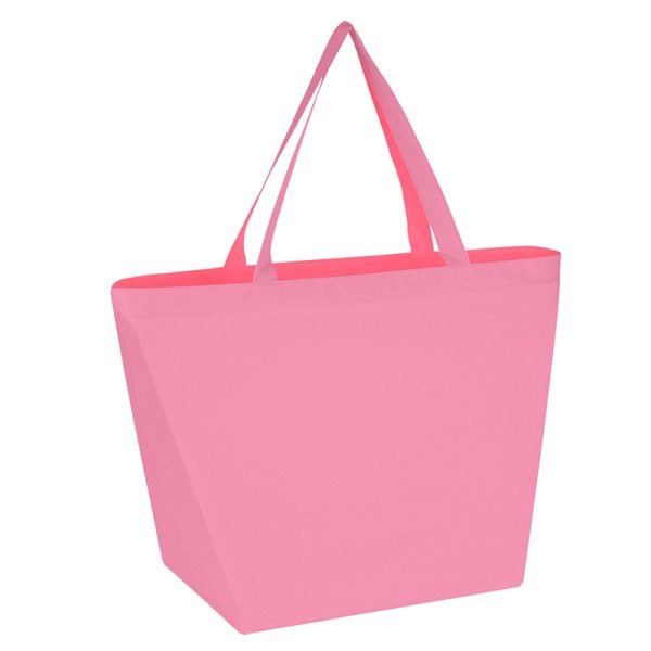 PInk non-woven reusable recyclable shopper tote bag