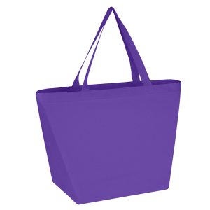 Purple non-woven reusable recyclable shopper tote bag