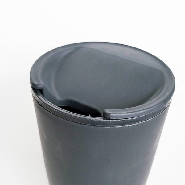 Recycled plastic sippy coffee cup mouth view