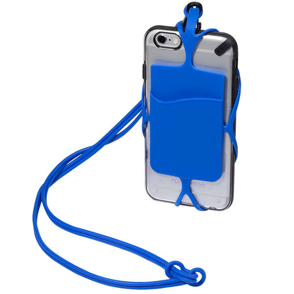 blue strappy phone wallet holder silicone