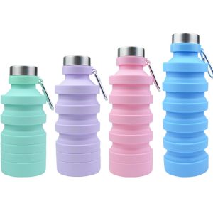 group collapsible silicone reusable water bottl